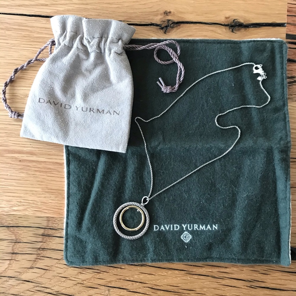 David Yurman Silver & Gold Double Circle Necklace